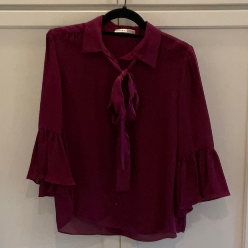 Alice + Olivia silk burgundy top